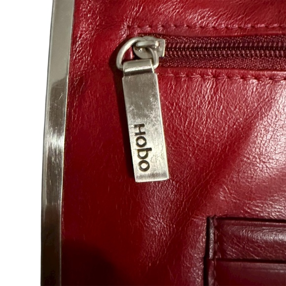 Hobo International Lauren Double Frame Folding Wallet Clutch Red Leather - Picture 6 of 14